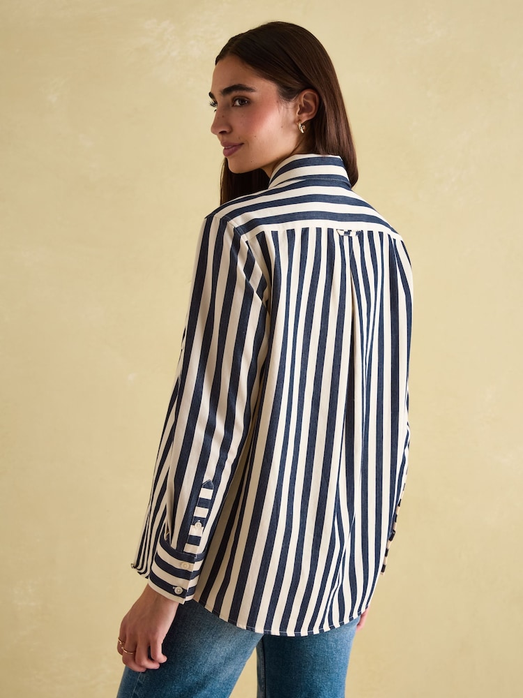Joules Amilla Navy & Cream Stripe Shirt - Image 2 of 6