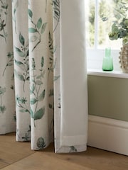 Catherine Lansfield Natural / Green Watercolour Leaves Lined Eyelet Curtains - Image 5 of 5