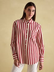 Joules Amilla Red & Cream Stripe Shirt - Image 1 of 6