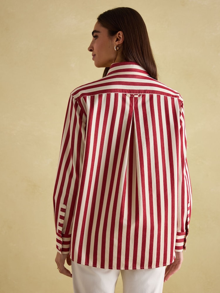 Joules Amilla Red & Cream Stripe Shirt - Image 2 of 6