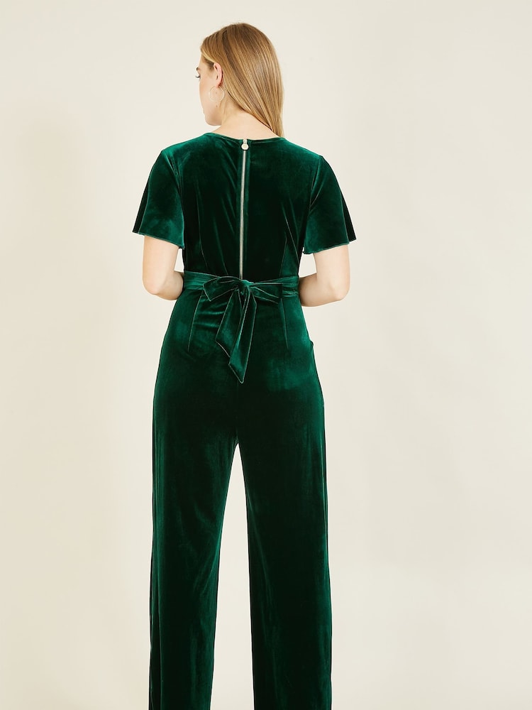 Yumi Dark Green Jumpsuit With Angel Sleeves - Image 2 of 4 Yumi Dark Green Jumpsuit With Angel Sleeves - Image 2 of 4