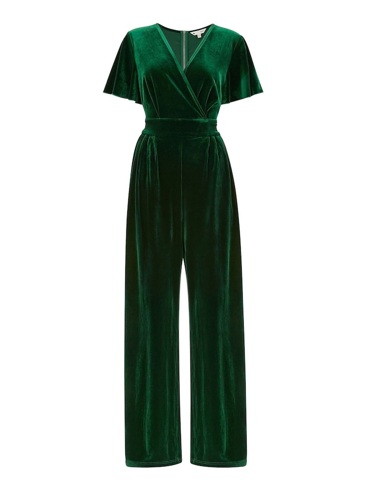 Yumi Dark Green Jumpsuit With Angel Sleeves - Image 4 of 4 Yumi Dark Green Jumpsuit With Angel Sleeves - Image 4 of 4