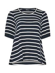 Yours Curve Blue Stripe Puff Sleeve Top - Image 5 of 5