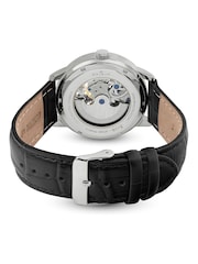 Spirit Black Gents Silver Sun Moon Automatic Leather Strap Watch - Image 3 of 5