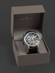 Spirit Black Gents Silver Sun Moon Automatic Leather Strap Watch - Image 5 of 5