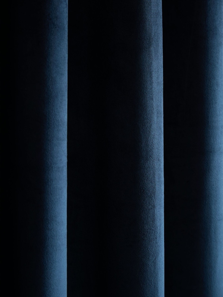 Catherine Lansfield Navy Super Thermal Blackout Matt Velour Eyelet Door Curtain Panel - Image 4 of 4 Catherine Lansfield Navy Super Thermal Blackout Matt Velour Eyelet Door Curtain Panel - Image 4 of 4