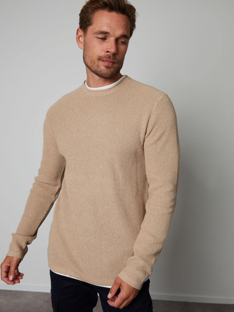 Threadbare Stone Crew Neck Jumper With Mock T-Shirt - Image 1 of 4