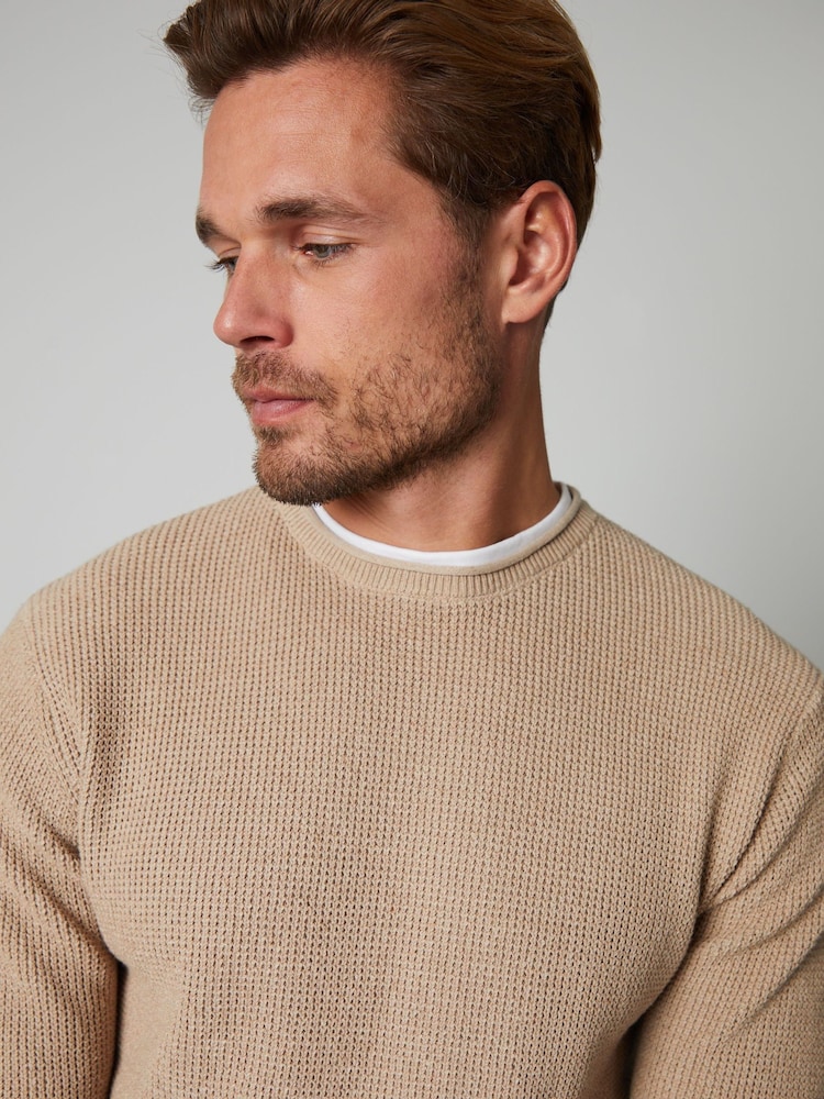 Threadbare Stone Crew Neck Jumper With Mock T-Shirt - Image 4 of 4