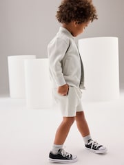 Light Grey Zip Through Jersey Bomber Jacket And Shorts Set (3mths-7yrs) - Image 3 of 7