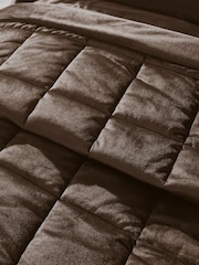 Catherine Lansfield Chocolate Kingsley Matt Velvet Quilted Bedspread - Image 3 of 3