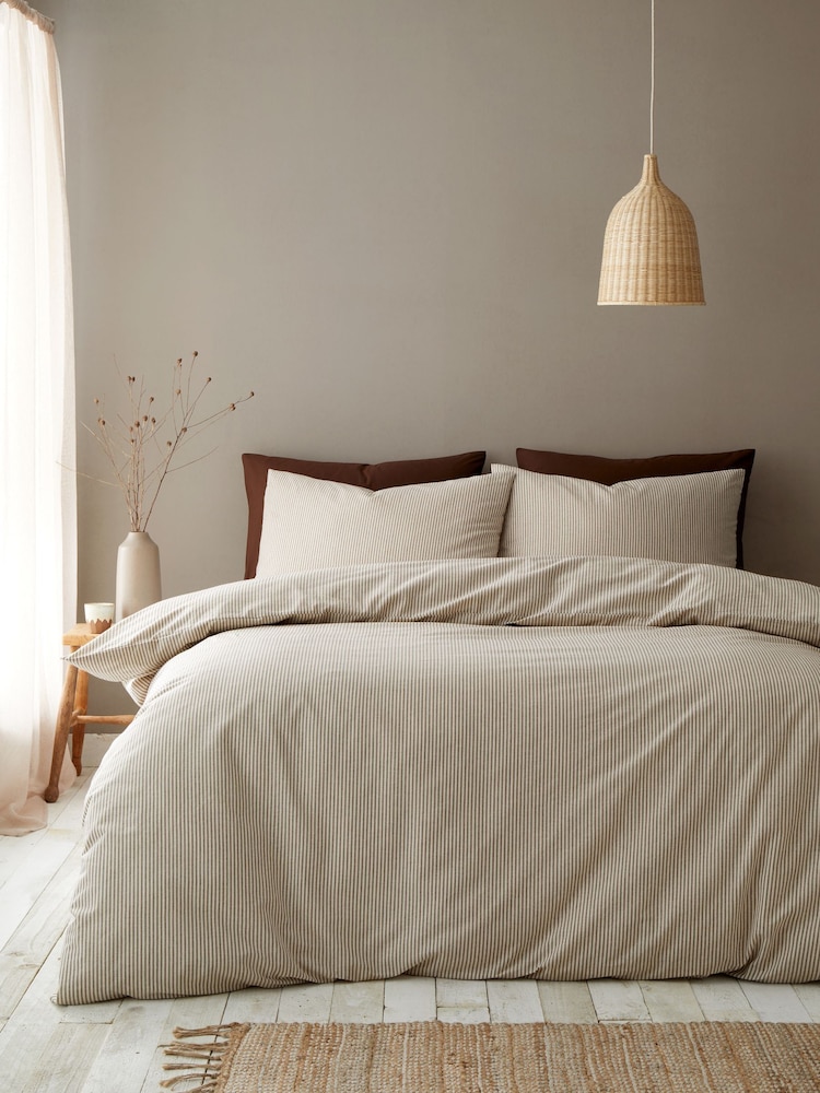 Pineapple Elephant Mole Cotton Rich Narrow Woven Stripe Duvet Cover and Pillowcase Set - Image 2 of 4 Pineapple Elephant Mole Cotton Rich Narrow Woven Stripe Duvet Cover and Pillowcase Set - Image 2 of 4