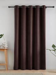 Catherine Lansfield Chocolate Super Thermal Blackout Matt Velour Eyelet Door Curtain Panel - Image 2 of 4