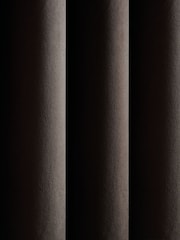Catherine Lansfield Chocolate Super Thermal Blackout Matt Velour Eyelet Door Curtain Panel - Image 4 of 4
