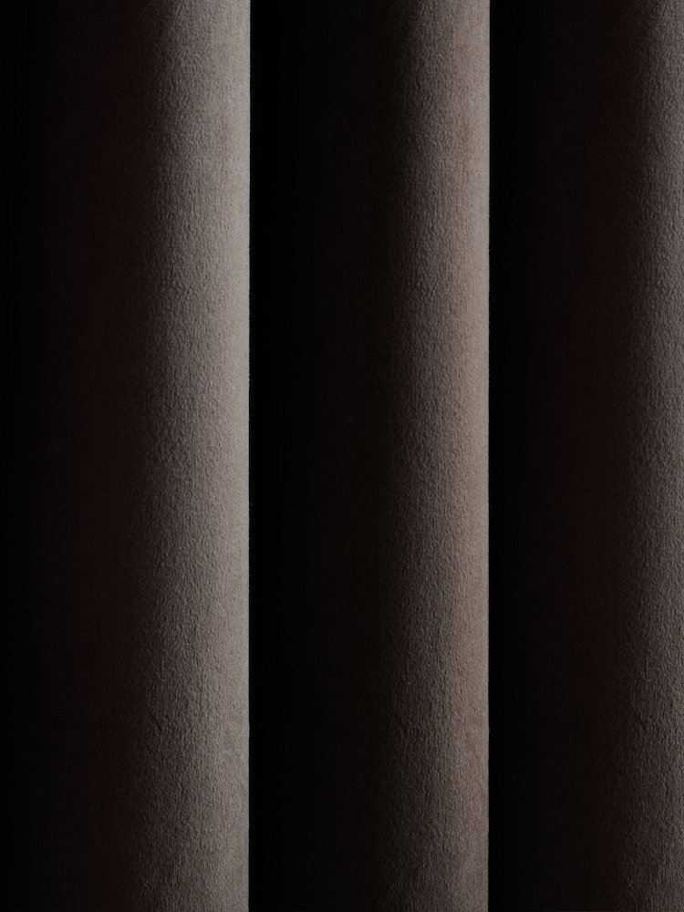 Catherine Lansfield Chocolate Super Thermal Blackout Matt Velour Eyelet Door Curtain Panel - Image 4 of 4 Catherine Lansfield Chocolate Super Thermal Blackout Matt Velour Eyelet Door Curtain Panel - Image 4 of 4