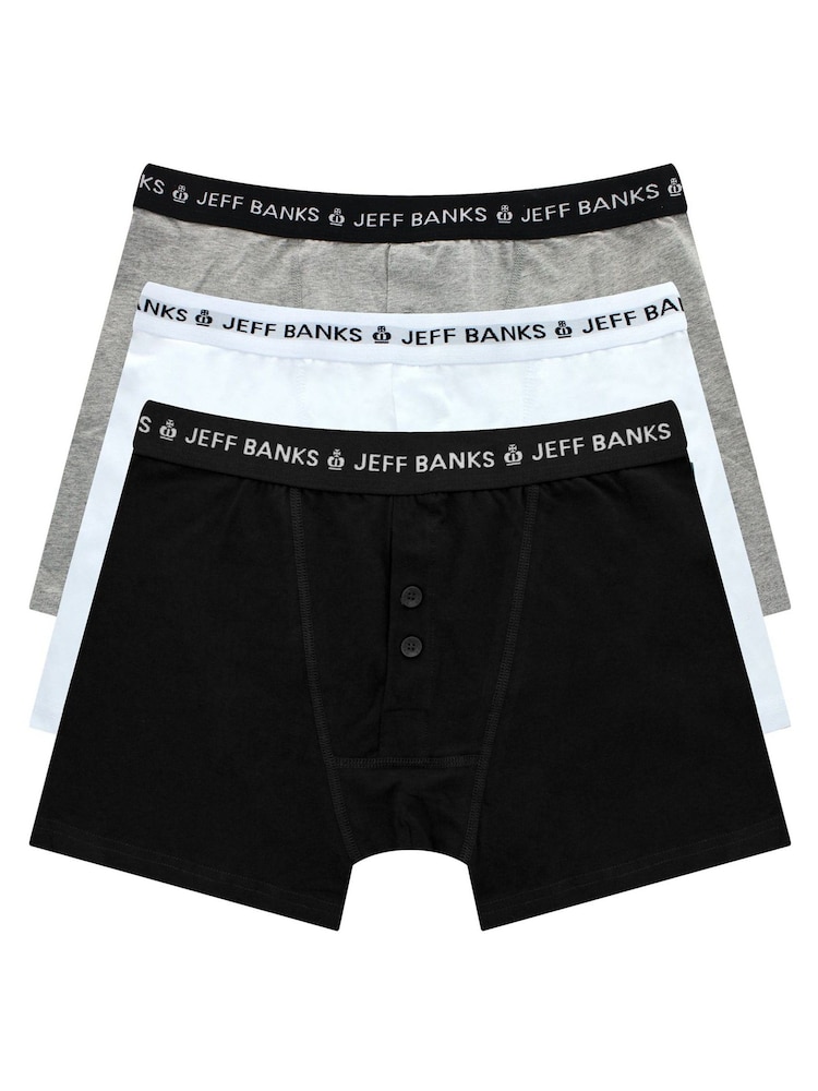 Jeff Banks Multi Classic Button Fly Boxers 3 Pack - Image 3 of 6
