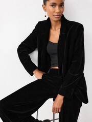 Black Tailored Velvet Blazer - Image 1 of 6