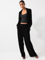 Black Tailored Velvet Blazer - Image 2 of 6