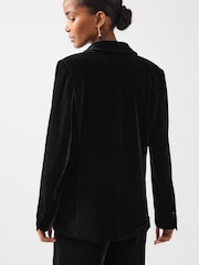Black Tailored Velvet Blazer - Image 3 of 6