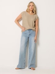Long Tall Sally Cream Trim Crew Neck Top - Image 2 of 5