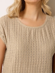 Long Tall Sally Cream Trim Crew Neck Top - Image 4 of 5