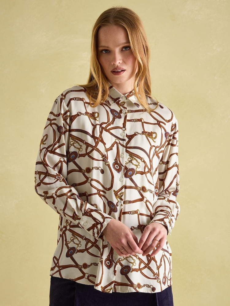 Joules Amilla Cream Multi Satin Shirt - Image 1 of 6