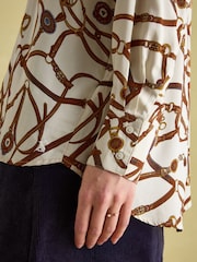 Joules Amilla Cream Multi Satin Shirt - Image 4 of 6