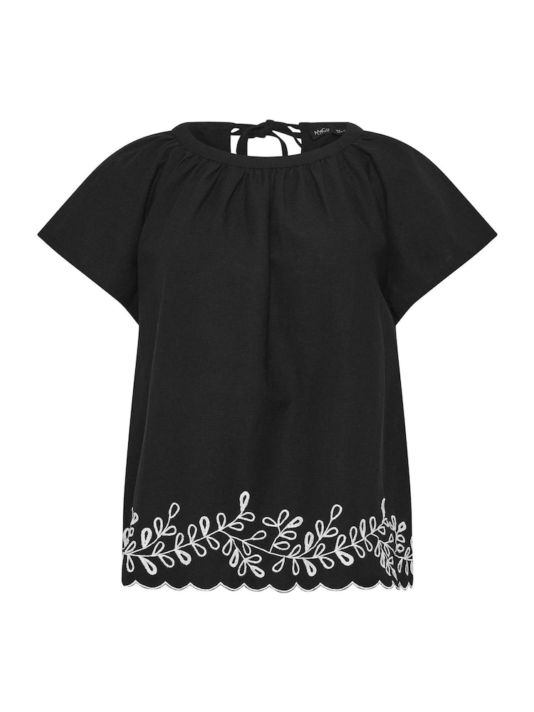M&Co Black Petite Embroidered Blouse - Image 2 of 2