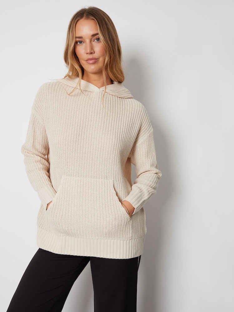 Threadbare Brown Hooded Knitted Jumper - Image 1 of 5