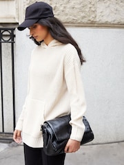 Threadbare Brown Hooded Knitted Jumper - Image 5 of 5