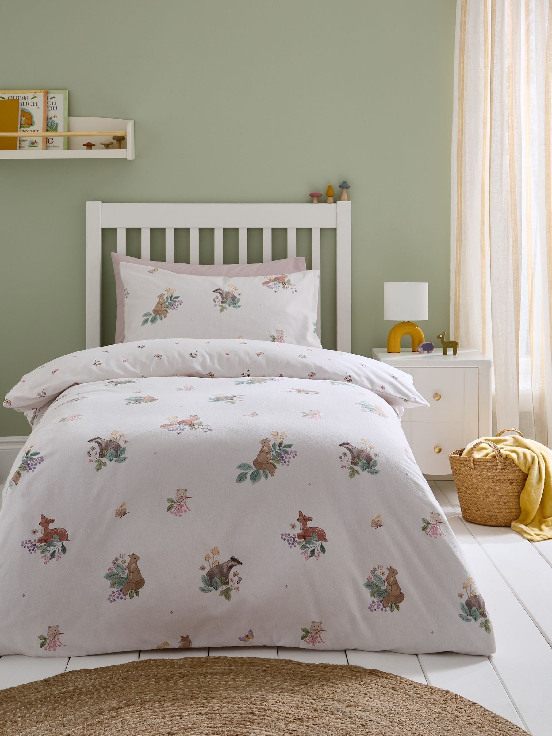 Catherine Lansfield Cream Kids Forest Friends Reversible Brushed Cotton Duvet Cover Set - Image 7