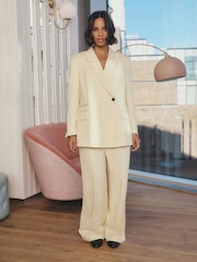 Yellow Asymmetric Oversized Tencel Blazer - Image 3 of 9