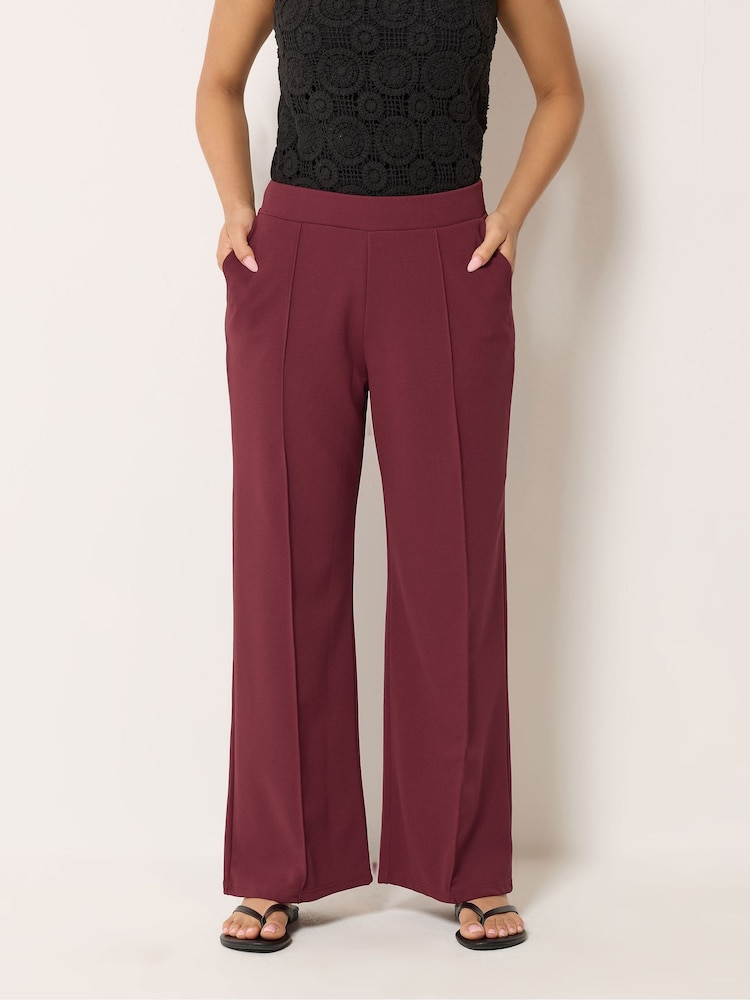 M&Co Red Petite Twill Pintuck Trousers - Image 1 of 6 M&Co Red Petite Twill Pintuck Trousers - Image 1 of 6