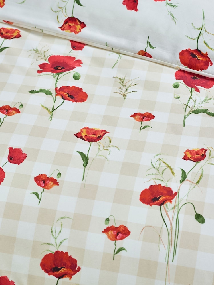 Catherine Lansfield Poppy гүлді көрпе тысы және жастық қап жиынтығы - 5суретінің 5 суреті