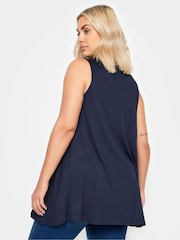 Yours Curve Blue V-Neck Swing Vest Top - Image 2 of 5