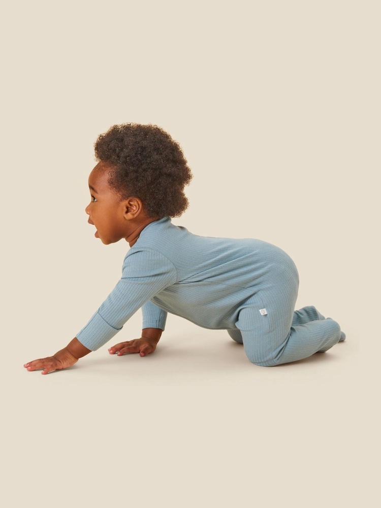 MORI Ribbed Stretch Supersoft 2 Way Zip Sleepsuit - Image 3 of 7