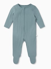 MORI Ribbed Stretch Viscose Cotton Blend 2 Way Zip Sleepsuit - Image 4 of 7