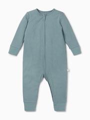 MORI Ribbed Stretch Viscose Cotton Blend 2 Way Zip Sleepsuit - Image 5 of 7