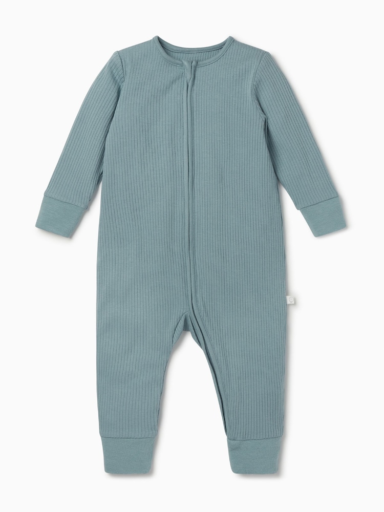 MORI Ribbed Stretch Supersoft 2 Way Zip Sleepsuit - Image 5 of 7