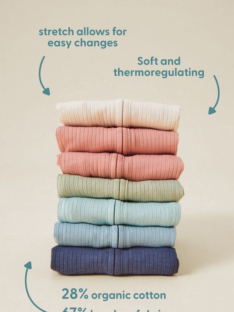 Azul - MORI Ribbed Stretch Viscose Cotton Blend 2 Way Zip Sleepsuit - Imagen 7 de 7 Azul - MORI Ribbed Stretch Viscose Cotton Blend 2 Way Zip Sleepsuit - Imagen 7 de 7