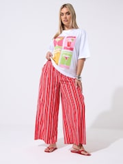 Yours Curve Red Limited Wide Leg Trousers - Image 1 of 5