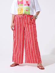 Yours Curve Red Limited Wide Leg Trousers - Image 2 of 5