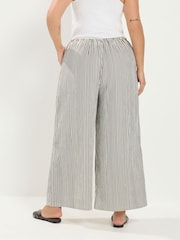 Yours Curve Brown Textured Wide Leg Stripe Trousers - Image 3 of 5