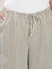 Yours Curve Brown Textured Wide Leg Stripe Trousers - Image 4 of 5