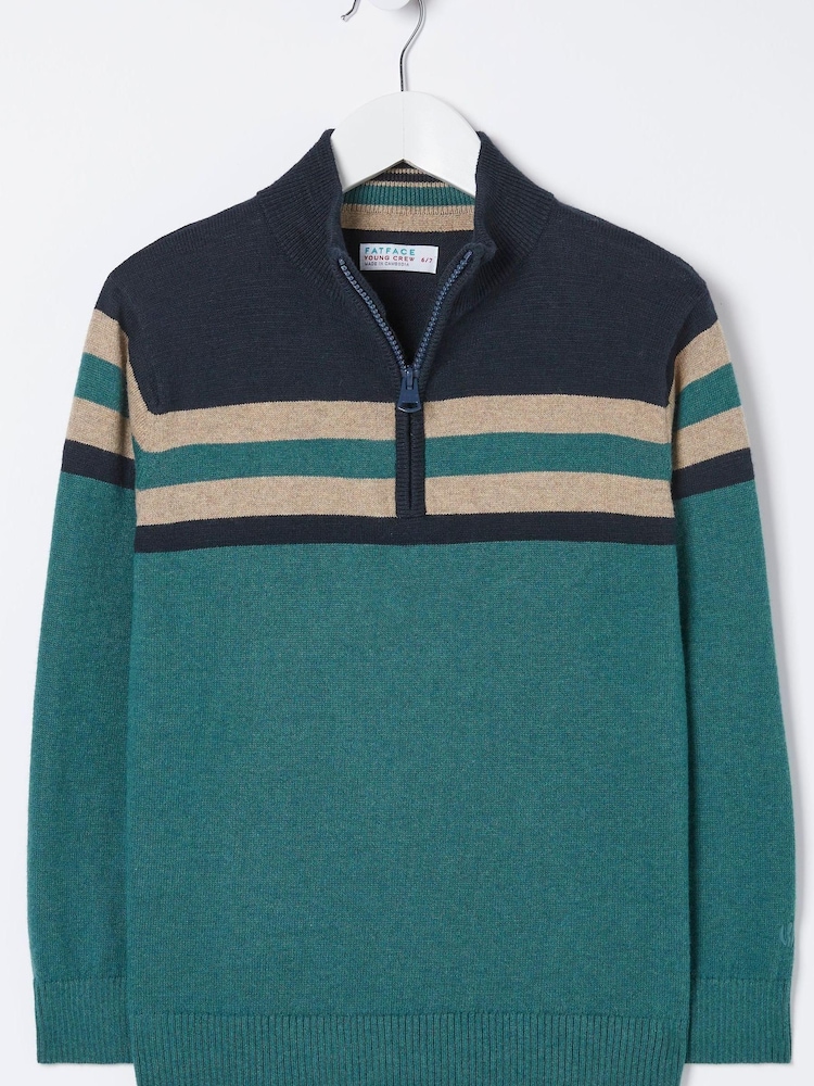 FatFace Green Knitted Half Neck Jumper - Image 4 of 4