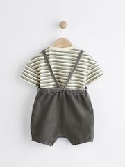 Schwarz/Grau/Denim - Set aus Latzhose und Body für Babys (0 M.–2 J.) - Bild 2 von 7
