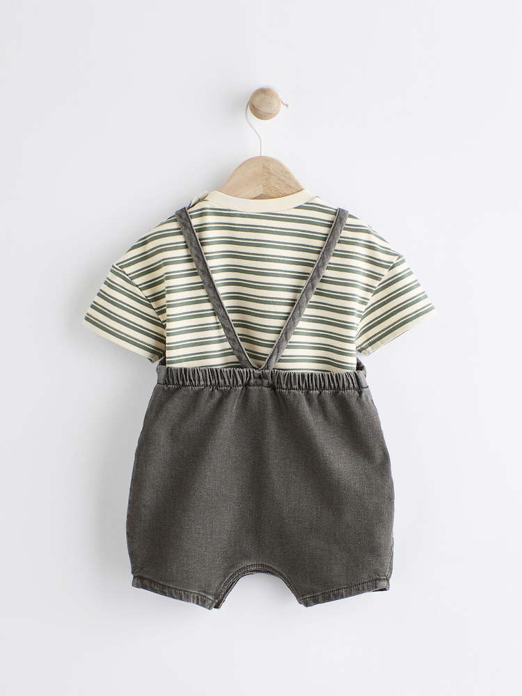 Schwarz/Grau/Denim - Set aus Latzhose und Body für Babys (0 M.–2 J.) - Bild 2 von 7