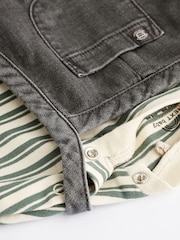 Schwarz/Grau/Denim - Set aus Latzhose und Body für Babys (0 M.–2 J.) - Bild 5 von 7