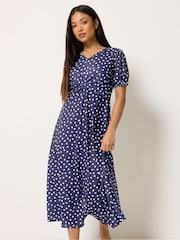 M&Co Blue Petite Twist Front Dress - Image 1 of 5