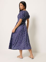M&Co Blue Petite Twist Front Dress - Image 3 of 5