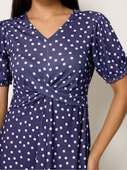 M&Co Blue Petite Twist Front Dress - Image 4 of 5